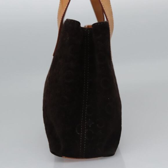 CELINE C Macadam Canvas Hand Bag Suede Dark Brown Gold - Picture 5 of 13
